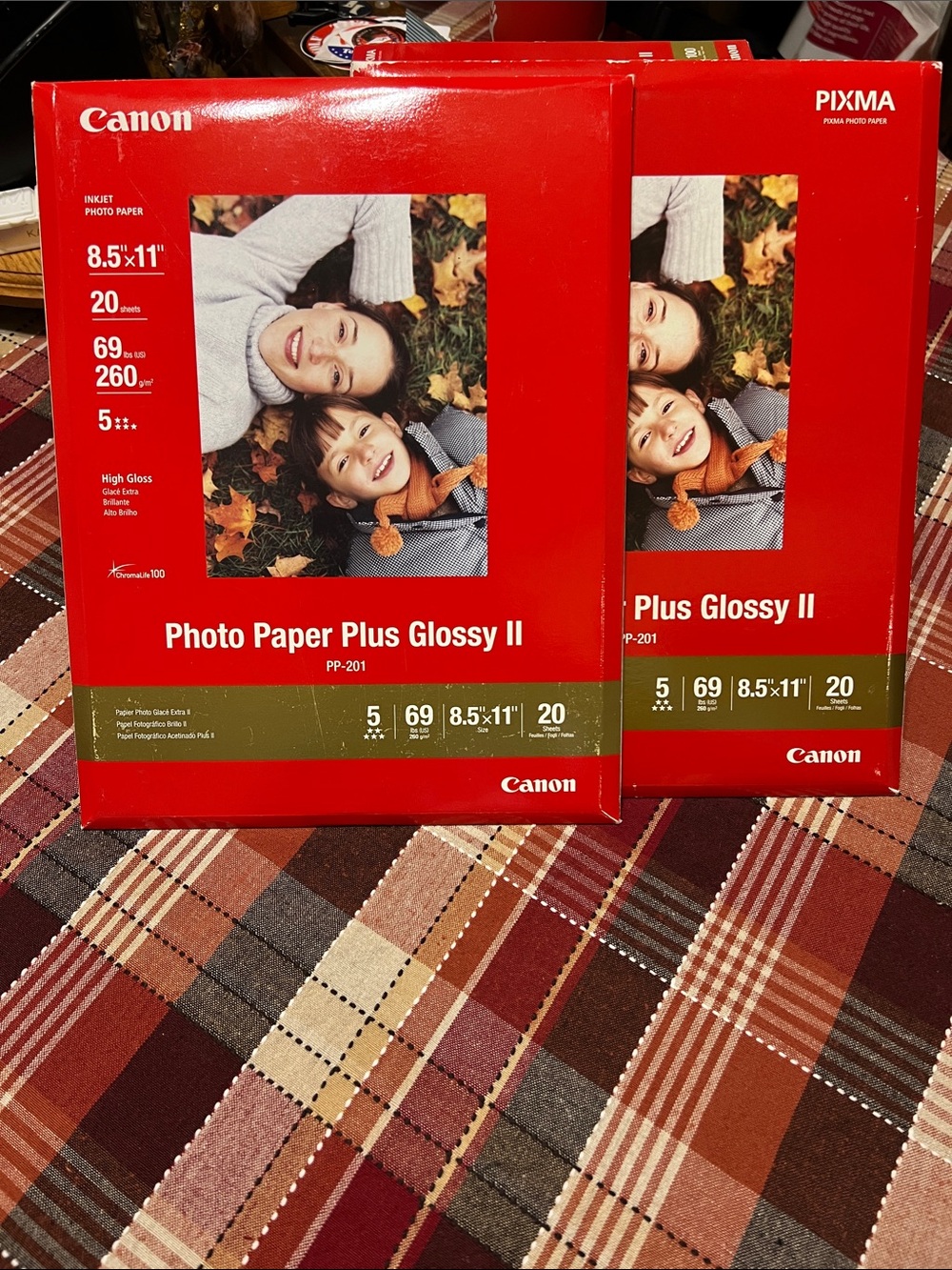 40 sheets of 8.5 x 11” Canon Photo Paper Plus Glossy II